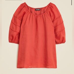 J.Crew NWOT Puff-sleeve top in ramie in sand red